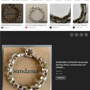 Sundance heavy Sterling Silver handmade 8.5” chain link bracelet